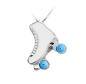 Mobile Preview: Silberhalskettchen Eislauf "Rollschuh" klein mit emailierten Rädern